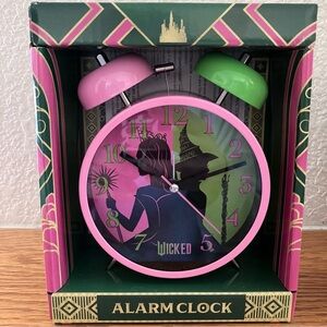 WICKED Glinda and Elphaba Silhouette Pink and Green Alarm Clock NEW NIB